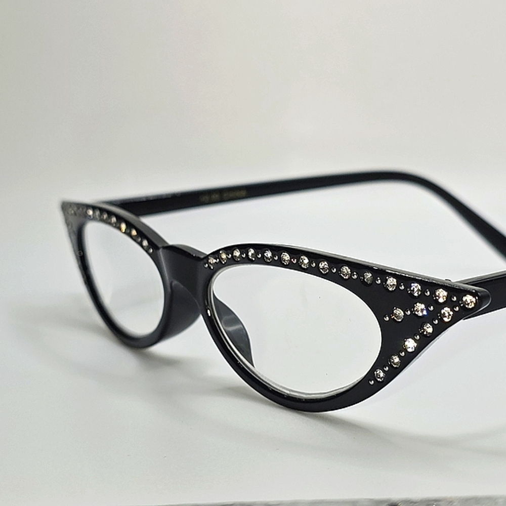 Stylish Black Rhinestone Cat-Eye Glasses - Picture 3 of 5